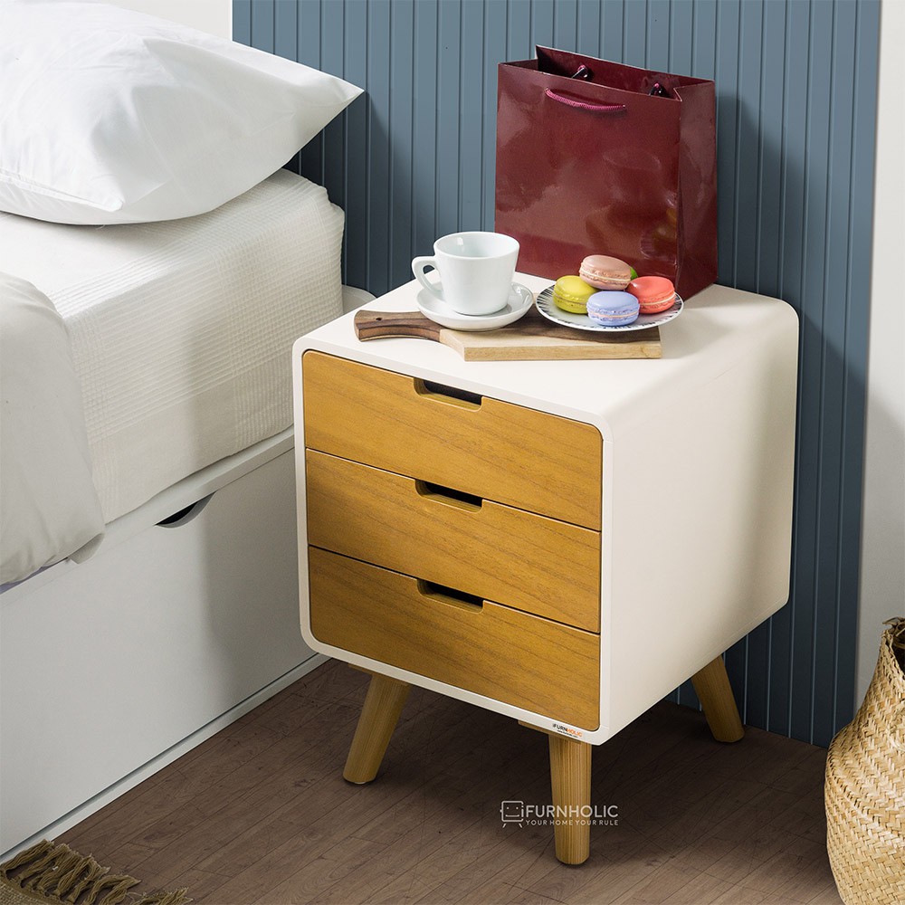 iFURNHOLIC Euro Oak Night Stand / Meja Nakas Scandinavian - Ivory Brown